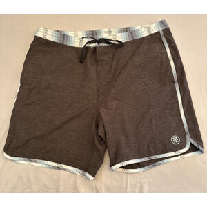 Roark The Chiller Raya Boardshorts Mens Sz 36 Gray Hemp Blend Constrasting Trim